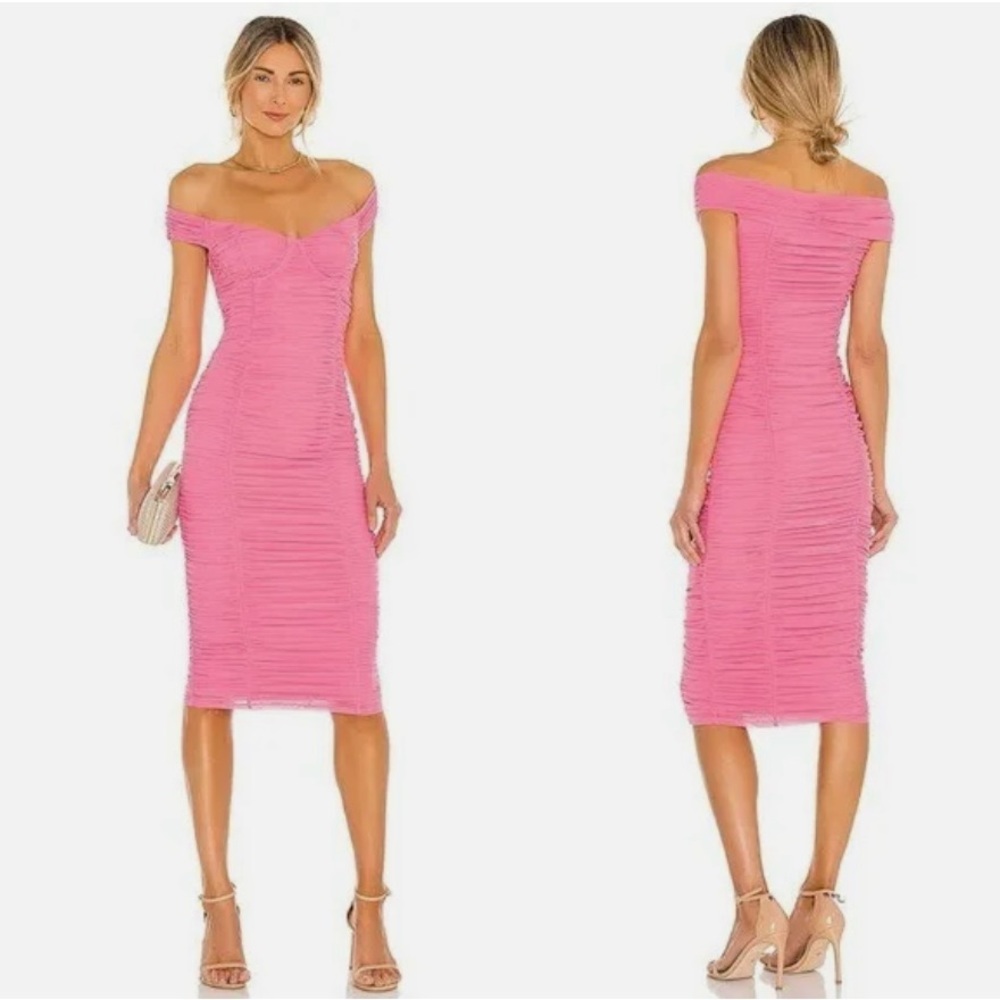 MAJORELLE Tabitha Midi Dress in Bubblegum Pink